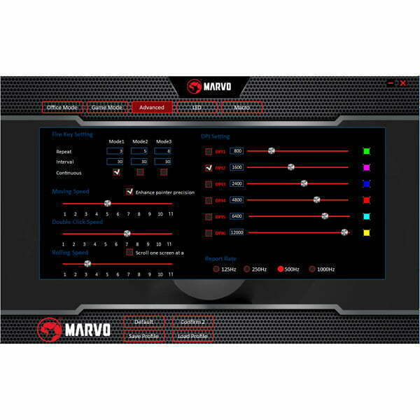 Marvo Mysz M519, 12000DPI, optyczna, 8kl., przewodowa USB, czarna, do gry-7