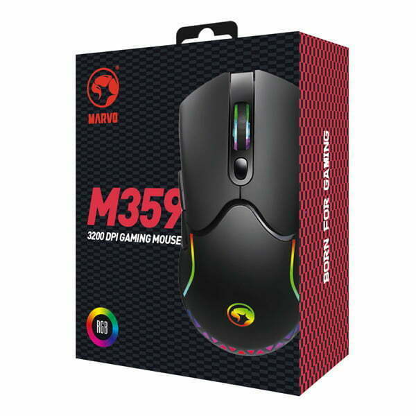 Marvo Mysz M359, 3200DPI, optyczna, 7kl., przewodowa USB, czarna, do gry-16
