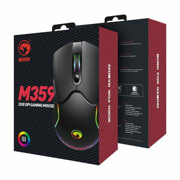 Marvo Mysz M359, 3200DPI, optyczna, 7kl., przewodowa USB, czarna, do gry-17