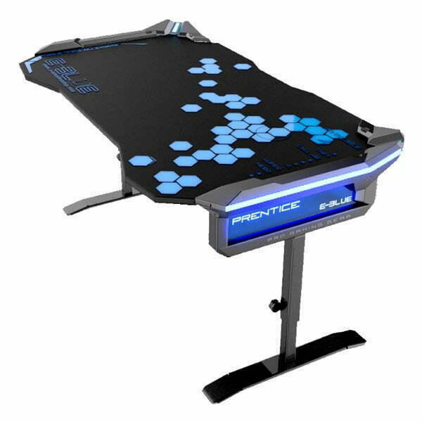 E-Blue Biurko dla gracza EGT004BK, 135x78,5cm, 72-91,2cm, podświetlenie RGB, regulacja wysokości, z podkładką pod mysz-3