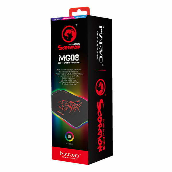 RGB Podkładka pod mysz, MG8, do gry, czarna, 350 x 250 mm, 3 mm, Marvo, podświetlenie RGB-6