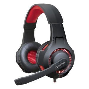 Defender Warhead G-450, słuchawki z mikrofonem, regulacja głośności, czarno-czerwona, słuchawki zamknięte, podświetlane, USB-1