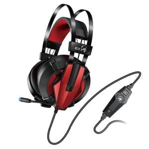 Genius HS-G710V, Gaming Headset, słuchawki z mikrofonem, regulacja głośności, czarno/czerwony, USB-1