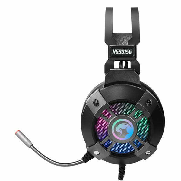 Marvo HG9015G, słuchawki z mikrofonem, regulacja głośności, czarna, USB-3
