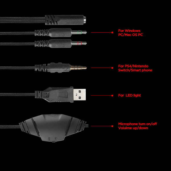 Marvo HG8960, słuchawki z mikrofonem, regulacja głośności, czarna, 2.0, do gry-8