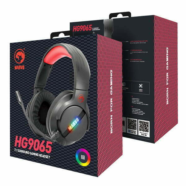 Marvo HG9065, słuchawki z mikrofonem, regulacja głośności, czarna, 7.1 (virtual), do gry-10
