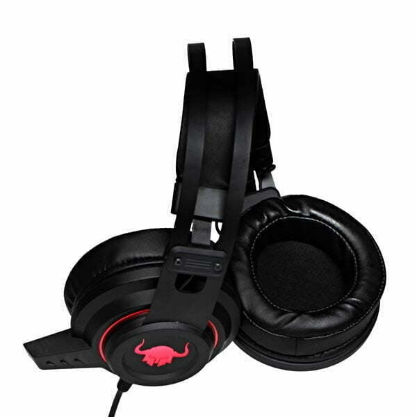 RED FIGHTER H3, słuchawki z mikrofonem, regulacja głośności, czarno-czerwona, dla graczy, podświetlenie, 2x 3.5 mm jack + USB-4