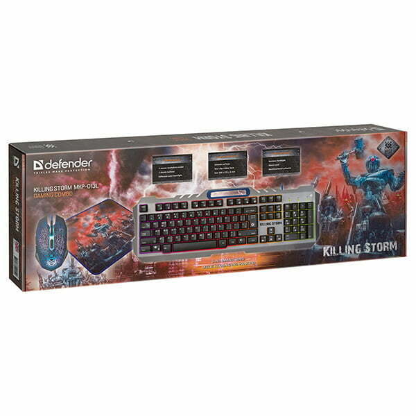 Defender Killing Storm MKP-013L, zestaw klawiatura Zestaw dla graczy mysz+klawiatura+podkładka, US, do gry, membranowa rodzaj prze-7