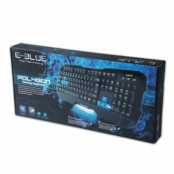 E-BLUE Polygon, klawiatura US, do gry, odporna na zalanie rodzaj przewodowa (USB), czarna-4