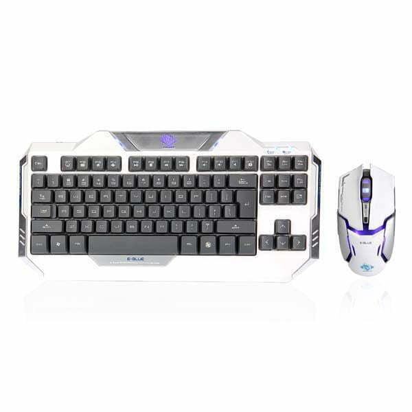 E-BLUE Auroza, zestaw klawiatura z optyczną mysz do gier, US, do gry, przewodowa (USB), biała-2