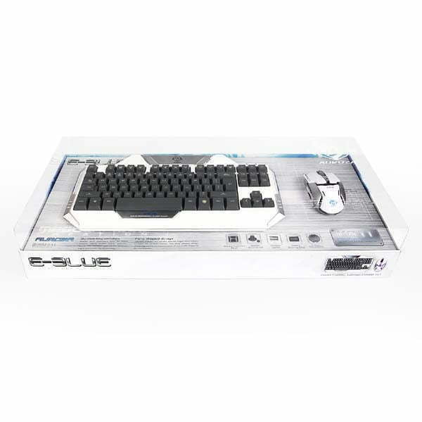 E-BLUE Auroza, zestaw klawiatura z optyczną mysz do gier, US, do gry, przewodowa (USB), biała-7
