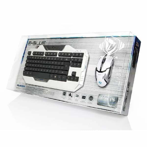 E-BLUE Auroza, zestaw klawiatura z optyczną mysz do gier, US, do gry, przewodowa (USB), biała-8