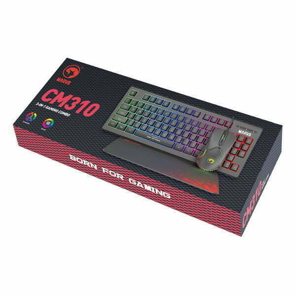 Marvo CM310 EN, RGB zestaw klawiatura + mysz i podkładka dla graczy, US, do gry, membranowa rodzaj przewodowa (USB), czarna, podśw-8