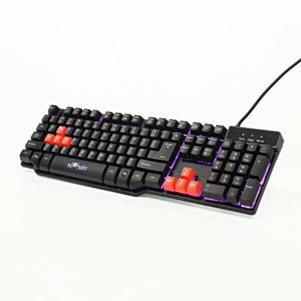 RED FIGHTER K1, klawiatura US, do gry, podświetlona rodzaj przewodowa (USB), czarna, 3 kolory podświetlania-4
