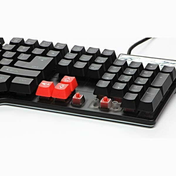 RED FIGHTER K1, klawiatura US, do gry, podświetlona rodzaj przewodowa (USB), czarna, 3 kolory podświetlania-10