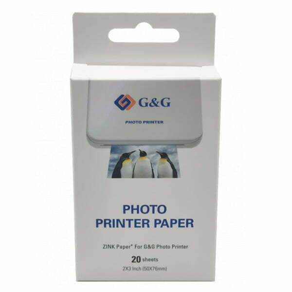 G&G Photo paper, foto papier, biały, 50x76mm, 20 szt., GG-ZP023-20, termosublimacyjny-1
